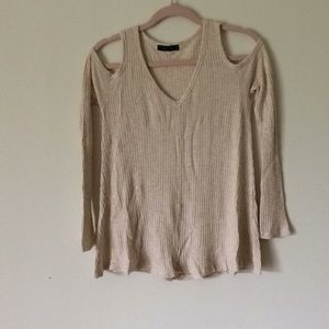 ☃️Cold Shoulder Waffle Fabric Sweater ❄️